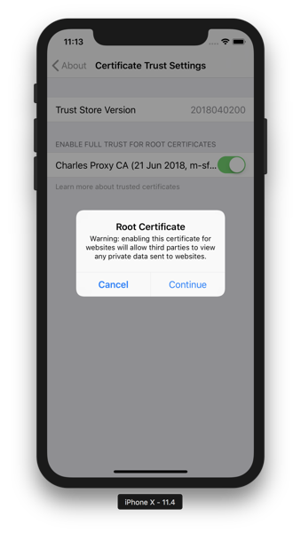Charles - iOS Trust Settings Enable