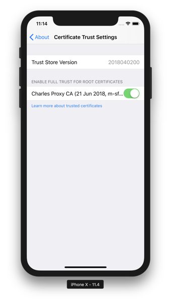 Charles - iOS Trust Settings Enabled