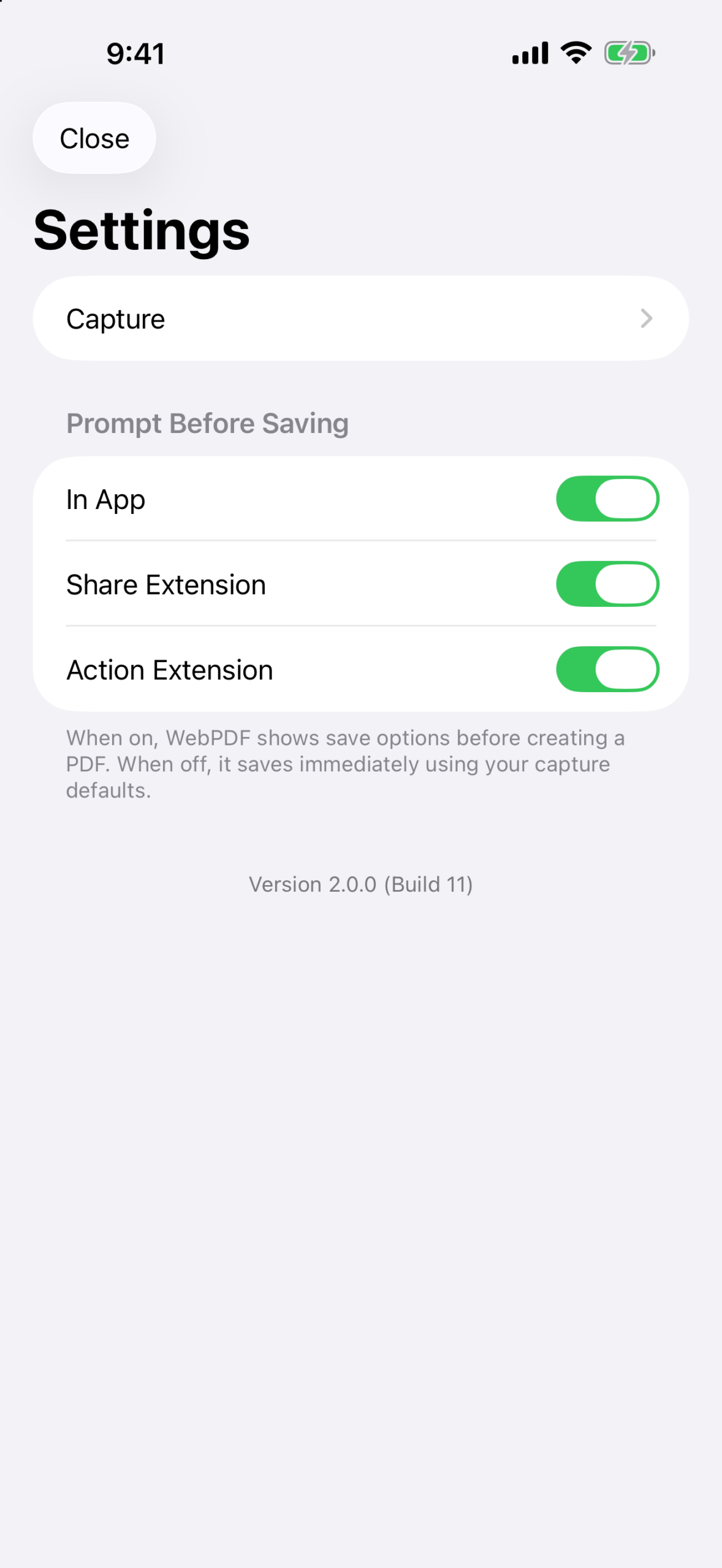 WebPDF settings