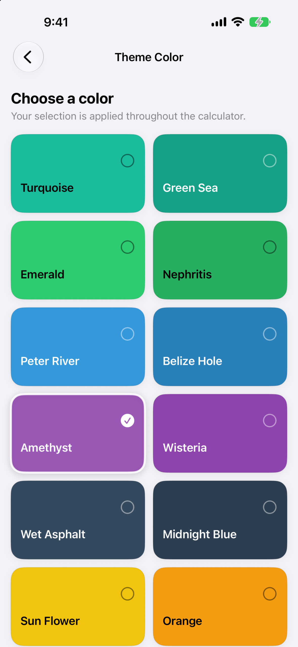 SwiftTip color theme choices