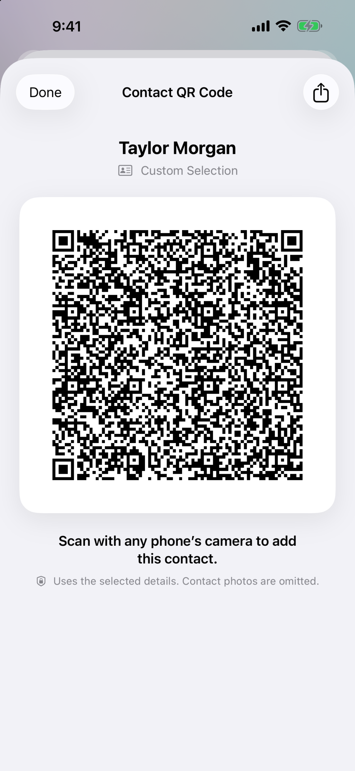 Me QR contact card